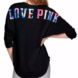 M NWOT Pink football tee